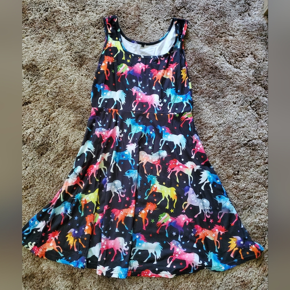 Fanient Womens Sleeveless A Line Midi Unicorn Dress